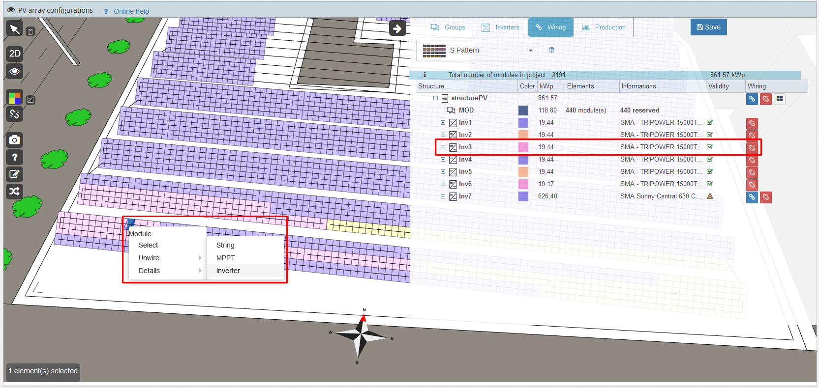 select inverter from 3D module