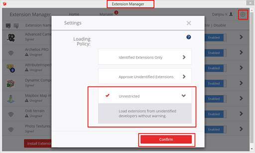 extension manager unrestricted